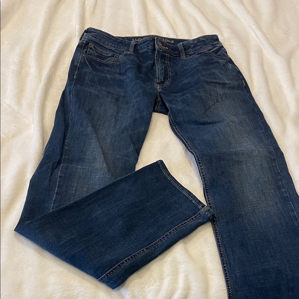 American Eagle Outfitters Men's Straight Dark Blue Jeans